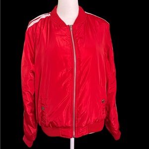 Outer Edge Red Bomber Jacket Lightweight Satin Finish